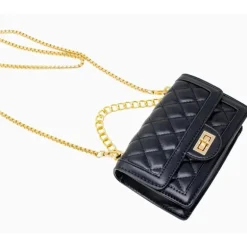 Tiny Treats - Classic Quilted Large Flap Handbag, Black