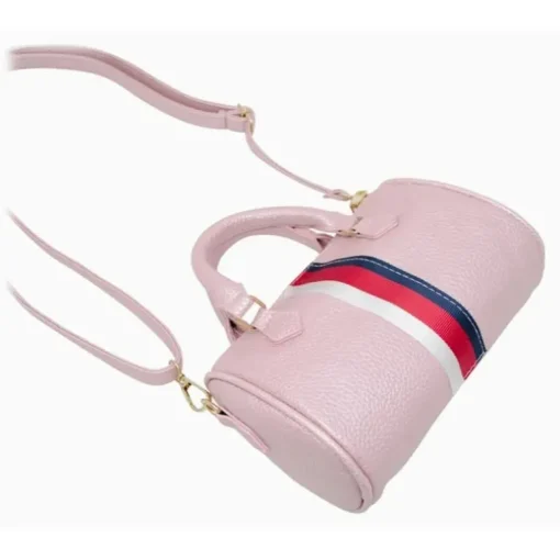 Tiny Treats - Leather Striped Duffle Handbag | White