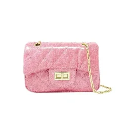 Tiny Treats - Mini bolsa acolchoada clássica com brilho, rosa