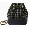 Tiny Treats - Tweed Drawstring Backpack Bag, Black