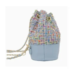 Tiny Treats - Tweed Drawstring Backpack Bag, Blue