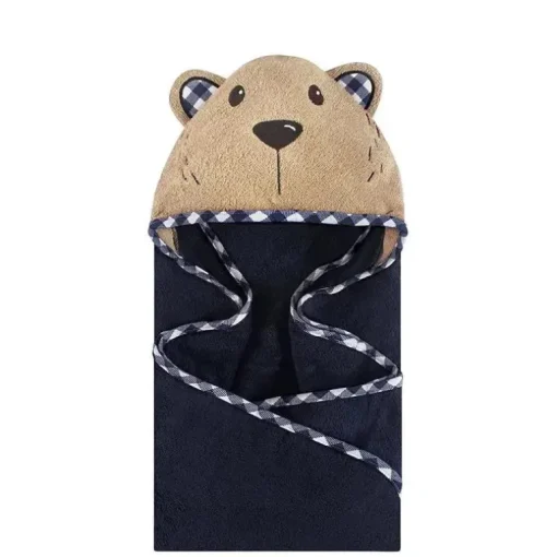 Toalha Baby Vision Animal com Capuz, Urso Xadrez