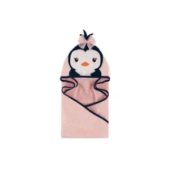 Toalha com capuz de rosto de animal de bebê Hudson, pinguim feminino