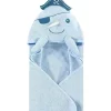 Toalha com capuz de rosto de animal de algodão para bebê Hudson Narwhal