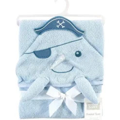 Toalha com capuz de rosto de animal de algodão para bebê Hudson Narwhal