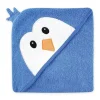 Toalha com capuz Luvable Friends com cara de animal, pinguim azul