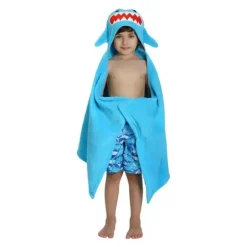 Toalha com capuz Zoocchini Sherman, o tubarão, azul