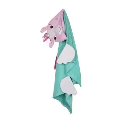 Toalha de banho de pelúcia com capuz para crianças Zoocchini Allie the Alicorn, rosa/verde