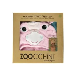 Toalha de banho de pelúcia com capuz para crianças Zoocchini Allie the Alicorn, rosa/verde