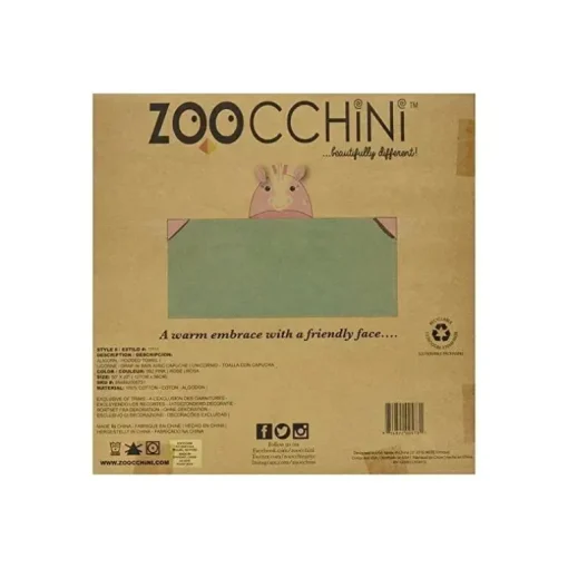 Toalha de banho de pelúcia com capuz para crianças Zoocchini Allie the Alicorn, rosa/verde
