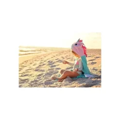 Toalha de banho de pelúcia com capuz para crianças Zoocchini Allie the Alicorn, rosa/verde