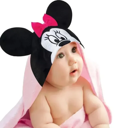 Toalha de banho para bebê com capuz Lambs &amp; Ivy, Minnie Mouse