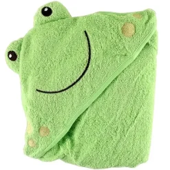 Toalha de bebê felpuda com capuz Luvable Friends com rosto de animal, sapo