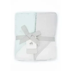 Toalhas de banho com capuz recém-nascido Triboro 2 peças com capuz brilhante menta/cinza para meninos