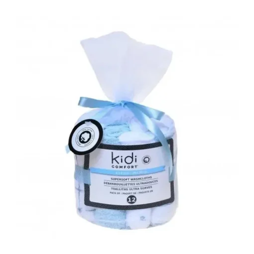 Toalhas de bebê de algodão azul Kidicomfort 12 peças