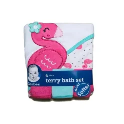 Toalhas e panos de bebê com capuz Gerber 4 peças Flamingo
