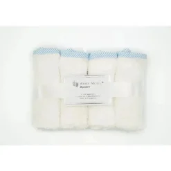 Toalhinhas de bebê com detalhes em tecido rosa branco com listras azuis