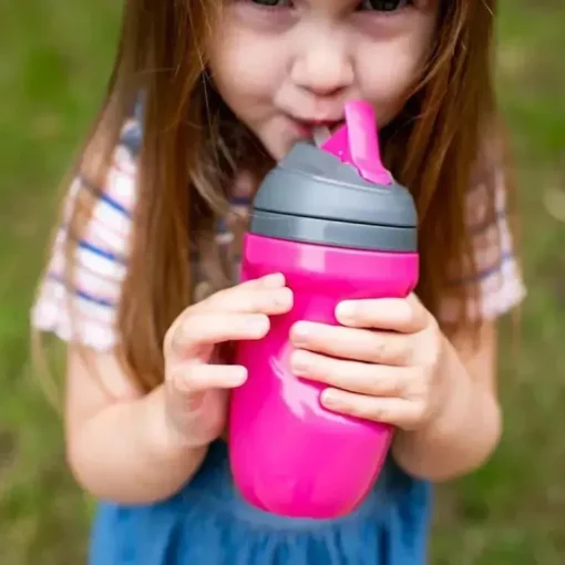 Tommee Tippee - Copo de palha isolado para crianças, à prova de derramamento, 9 onças, 12 m +, 2 contagens, azul e laranja