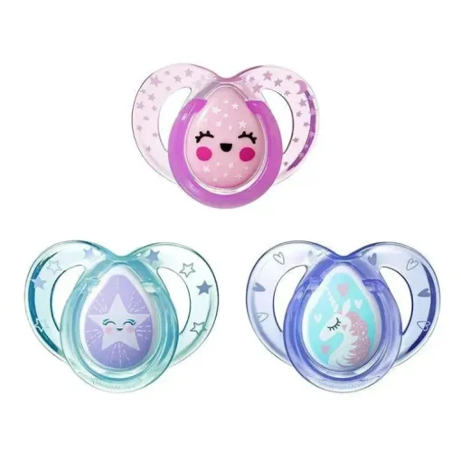 Tommee Tippee - 3Pk mais perto da natureza Dia e noite Chupetas que brilham no escuro 6-18M - As cores podem variar