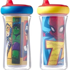 Tomy - 2 copos isolados com canudinho 9 onças, Marvel