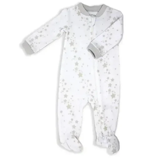 Têxteis Rosa - Dorminhoco com estampa de estrela neutra para bebês, cinza