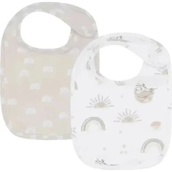 Têxteis vivos - 2 unidades de babadores, preguiça/arco-íris