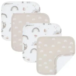 Têxteis Vivos - Panos de Lavar Bebê 4Pk, Preguiça/Arco-Íris