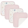 Têxteis Vivos - Panos de Lavar de Musselina Orgânica 4Pk, Botânicos/Blush