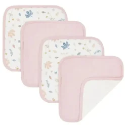 Têxteis Vivos - Panos de Lavar de Musselina Orgânica 4Pk, Botânicos/Blush