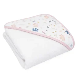 Têxteis Vivos - Toalha com Capuz de Musselina Orgânica para Bebês, Botânica