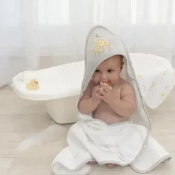 Têxteis Vivos - Toalha com Capuz para Bebé, Noah Giraffe