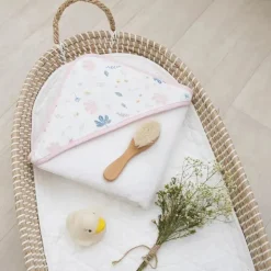Têxteis Vivos - Toalha com Capuz de Musselina Orgânica para Bebês, Botânica