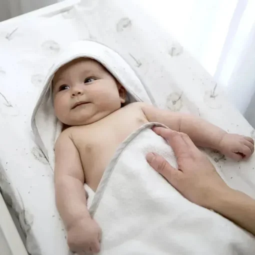 Têxteis Vivos - Toalha com Capuz de Musselina Orgânica para Bebês, Dente de Leão