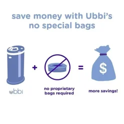 Ubbi - Balde de fraldas com trava de odor em aço, azul nuvem
