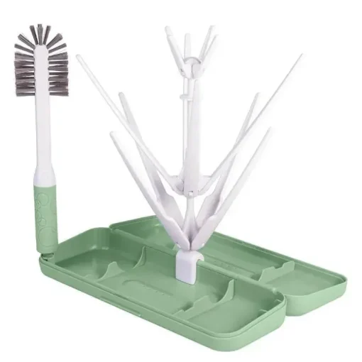 Ubbi - conjunto de escova e rack de secagem on-the-go, Sage