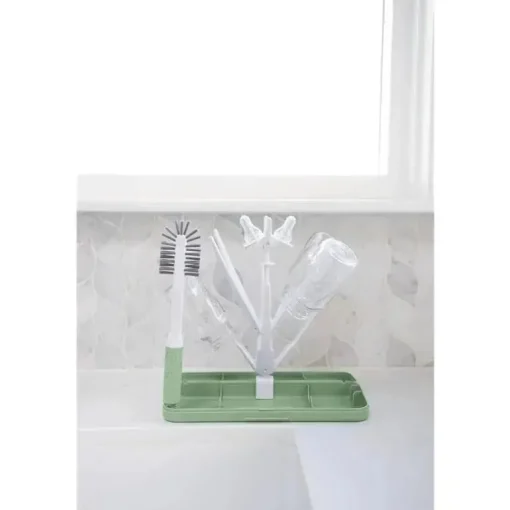 Ubbi - conjunto de escova e rack de secagem on-the-go, Sage