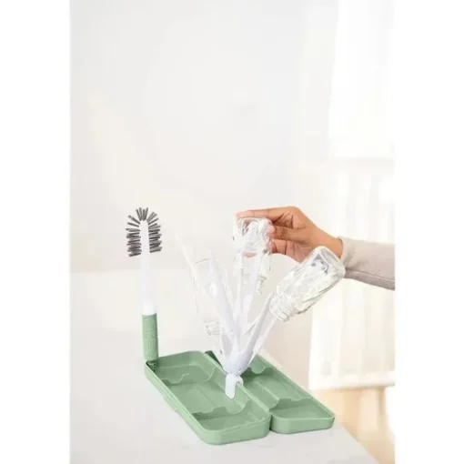 Ubbi - conjunto de escova e rack de secagem on-the-go, Sage