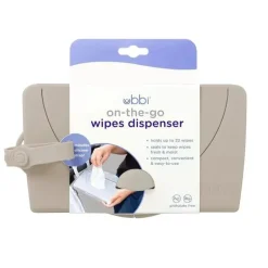 Ubbi - Dispensador de lenços umedecidos para bebês, recipiente portátil para lenços umedecidos, cinza