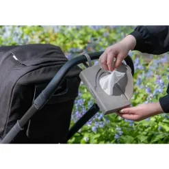 Ubbi - Dispensador de lenços umedecidos para bebês, recipiente portátil para lenços umedecidos, cinza