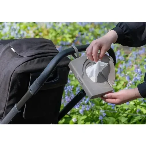 Ubbi - Dispensador de lenços umedecidos para bebês, recipiente portátil para lenços umedecidos, cinza