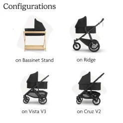 UPPAbaby - Bassinet V3, Compatible with Vista, Cruz, Ridge, Minu Strollers, Greyson (Charcoal Mélange/Carbon Frame)