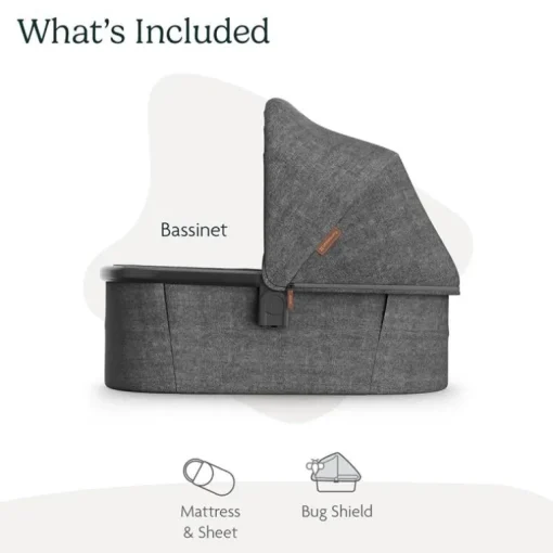 UPPAbaby - Bassinet V3, Compatible with Vista, Cruz, Ridge, Minu Strollers, Greyson (Charcoal Mélange/Carbon Frame)