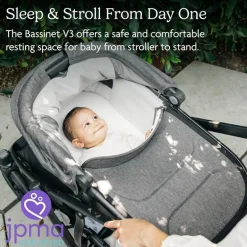 UPPAbaby - Bassinet V3, Compatible with Vista, Cruz, Ridge, Minu Strollers, Greyson (Charcoal Mélange/Carbon Frame)