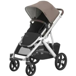 Uppababy - Carrinho Vista V3, Theo (Taupe Escuro/Estrutura Prateada/Couro Castanho)
