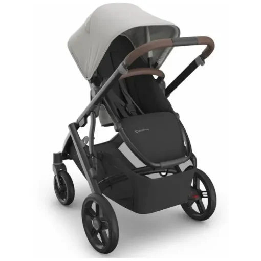 Uppababy - Carrinho Vista V3, Savannah (Jacquard cinza pérola/estrutura de carbono/couro castanho)