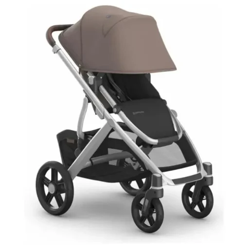 Uppababy - Carrinho Vista V3, Theo (Taupe Escuro/Estrutura Prateada/Couro Castanho)