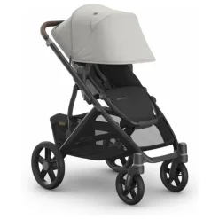 Uppababy - Carrinho Vista V3, Savannah (Jacquard cinza pérola/estrutura de carbono/couro castanho)