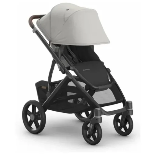 Uppababy - Carrinho Vista V3, Savannah (Jacquard cinza pérola/estrutura de carbono/couro castanho)