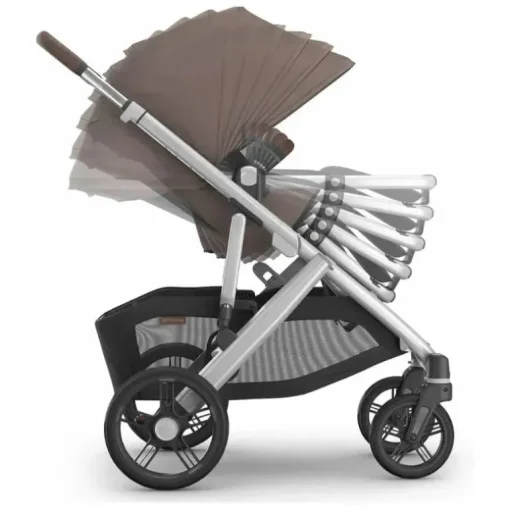 Uppababy - Carrinho Vista V3, Theo (Taupe Escuro/Estrutura Prateada/Couro Castanho)