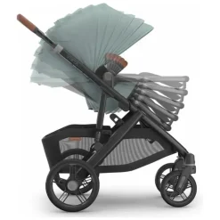 Uppababy - Carrinho Vista V3, Kenzi (Mystic Aqua/Estrutura Carbono/Couro Saddle)